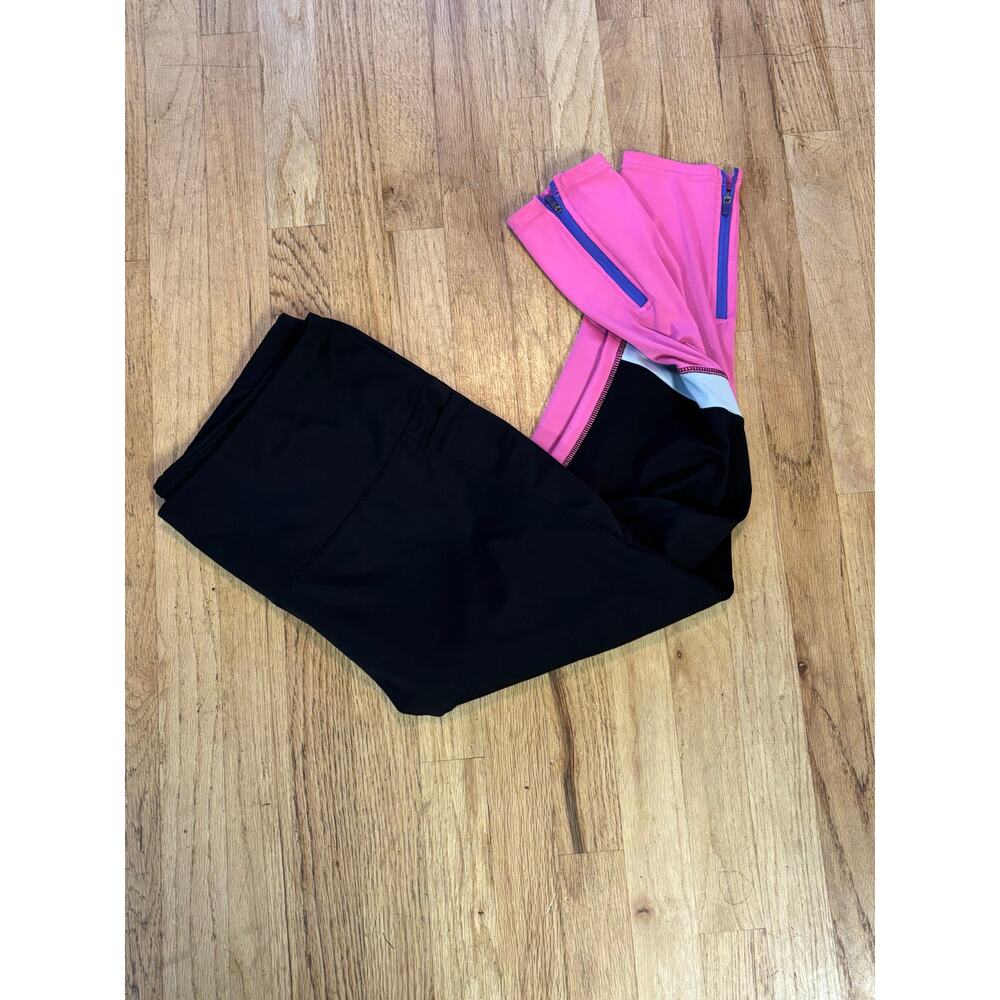 Women’s Daisy Fuentes Zipper Pink Black Leggings Pants Stretch, size 3X